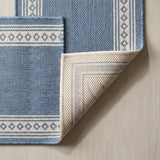 Lucia Classic Diamond Border Indoor/outdoor Area Rug Blue/Cream / Runner / 2' X 8' – BACK