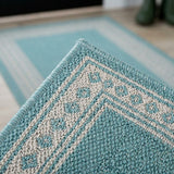 Lucia Classic Diamond Border Indoor/outdoor Area Rug Aqua/Light Gray / Runner / 2' X 8' – DETAIL