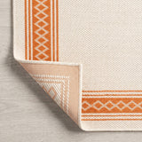 Lucia Classic Diamond Border Indoor/outdoor Area Rug Cream/Orange / Runner / 2' X 8' – BACK