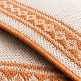 Lucia Classic Diamond Border Indoor/outdoor Area Rug Cream/Orange / Runner / 2' X 8' – DETAIL