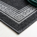 Lucia Classic Diamond Border Indoor/outdoor Area Rug Black/Gray / Runner / 2' X 8' – DETAIL