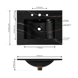 Ancillary 3-Hole Classic Contemporary Rectangular Ceramic Single Sink Basin Vanity Top