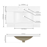 Ancillary 3-Hole Classic Contemporary Rectangular Ceramic Single Sink Basin Vanity Top