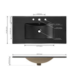 Ancillary 3-Hole Classic Contemporary Rectangular Ceramic Single Sink Basin Vanity Top