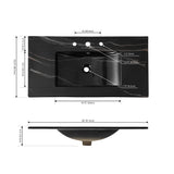 Ancillary 3-Hole Classic Contemporary Rectangular Ceramic Single Sink Basin Vanity Top