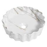 Atelier 15 in. Round Art Deco Contemporary Scalloped Ceramic Bathroom Vessel Sink