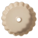 Atelier 15 in. Round Art Deco Contemporary Scalloped Ceramic Bathroom Vessel Sink