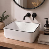 Ferbon 16 in. W x 12 in. D Modern Rectangular Ceramic Above Counter Vessel Bathroom Vanity Sink Basin