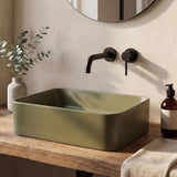 Ferbon 16 in. W x 12 in. D Modern Rectangular Ceramic Above Counter Vessel Bathroom Vanity Sink Basin