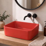 Ferbon 16 in. W x 12 in. D Modern Rectangular Ceramic Above Counter Vessel Bathroom Vanity Sink Basin