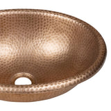 Wallace 17 in. Oval Bowl Rustic Pure Copper Hand-Hammered Drop-In/Above Counter Bathroom Vanity Sink