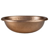 Wallace 17 in. Oval Bowl Rustic Pure Copper Hand-Hammered Drop-In/Above Counter Bathroom Vanity Sink