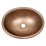 Wallace 17 in. Oval Bowl Rustic Pure Copper Hand-Hammered Drop-In/Above Counter Bathroom Vanity Sink