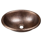 Wallace 17 in. Oval Bowl Rustic Pure Copper Hand-Hammered Drop-In/Above Counter Bathroom Vanity Sink