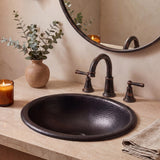 Wallace 17 in. Oval Bowl Rustic Pure Copper Hand-Hammered Drop-In/Above Counter Bathroom Vanity Sink
