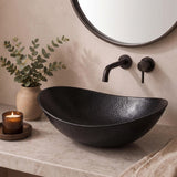 Dinghy 19 in. Boat-Shaped Rustic Pure Copper Hand-Hammered Above Counter Vessel Bathroom Vanity Sink