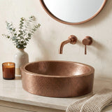 Mallory 17 in. Skirted Oval Bowl Pure Copper Hand-Hammered Above Counter Vessel Bathroom Vanity Sink