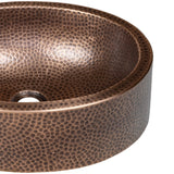 Mallory 17 in. Skirted Oval Bowl Pure Copper Hand-Hammered Above Counter Vessel Bathroom Vanity Sink