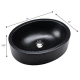 Mallory 17 in. Skirted Oval Bowl Pure Copper Hand-Hammered Above Counter Vessel Bathroom Vanity Sink