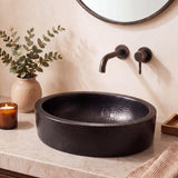 Mallory 17 in. Skirted Oval Bowl Pure Copper Hand-Hammered Above Counter Vessel Bathroom Vanity Sink