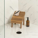 Saru 11.8" Traditional Classic Solid Acacia Wood Shower Shaving Foot Stool