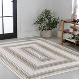 Argo Classic Nautical Mitre Stripe Reversible Machine-Washable Indoor/Outdoor Area Rug