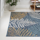 Calypso Coastal Casual Palm Frond Reversible Machine-Washable Indoor/Outdoor Area Rug