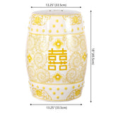 Double Happiness 18" Chinoiserie Ceramic Drum Garden Stool - JONATHAN Y