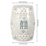 Double Happiness 18" Chinoiserie Ceramic Drum Garden Stool - JONATHAN Y