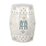 Double Happiness 18" Chinoiserie Ceramic Drum Garden Stool - JONATHAN Y