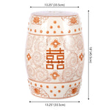 Double Happiness 18" Chinoiserie Ceramic Drum Garden Stool - JONATHAN Y