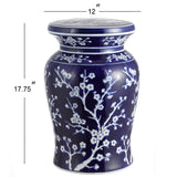 Cherry Blossom 17.75" Ceramic Garden Stool - JONATHAN Y