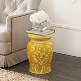 Cherry Blossom 17.75" Ceramic Garden Stool