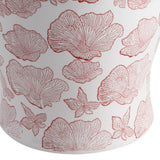 Poppies 17.8 in. Traditional Cottage Floral Ceramic Indoor/Outdoor Garden Stool and Accent Table - Red/White