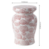 Poppies 17.8 in. Traditional Cottage Floral Ceramic Indoor/Outdoor Garden Stool and Accent Table - Red/White