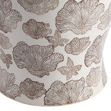 Poppies 17.8 in. Traditional Cottage Floral Ceramic Indoor/Outdoor Garden Stool and Accent Table - Brown/White