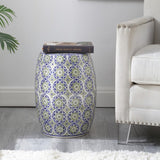 Lula 17.25" Suzani Ceramic Garden Stool - JONATHAN Y