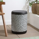 Vernis 17.75" Modern Bohemian Geometric Drum Garden Stool - JONATHAN Y
