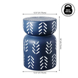 Zorgnar 18" Modern Bohemian Arrow Pattern Drum Indoor/Outdoor Garden Stool - JONATHAN Y