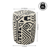 Drornzok 17.75" Geometric Drum Garden Stool - JONATHAN Y