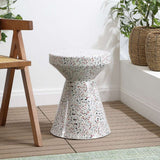 Xenia 17.75" Modern Bohemian Terrazzo Indoor/Outdoor Drum Accent Table - JONATHAN Y