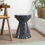 Xenia 17.75" Modern Bohemian Terrazzo Indoor/Outdoor Drum Accent Table - JONATHAN Y