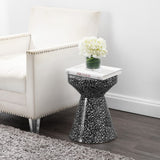 Xenia 17.75" Modern Bohemian Terrazzo Indoor/Outdoor Drum Accent Table - JONATHAN Y