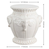Anita 18" Classic Vintage Ceramic Indoor/Outdoor 4-Elephant Garden Stool
