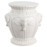 Anita 18" Classic Vintage Ceramic Indoor/Outdoor 4-Elephant Garden Stool