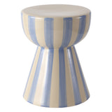 Gemma 17.3 in. Modern Coastal Striped Ceramic Indoor/Outdoor Garden Stool and Accent Table - Blue/Cream