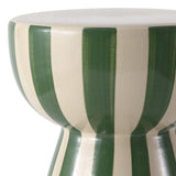 Gemma 17.3 in. Modern Coastal Striped Ceramic Indoor/Outdoor Garden Stool and Accent Table - Green/Cream