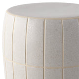 Owen 17.8 in. Modern Minimalist Grid Textured Barrel Ceramic Indoor/Outdoor Garden Stool and Accent Table - Matte Cream