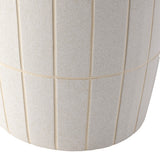 Owen 17.8 in. Modern Minimalist Grid Textured Barrel Ceramic Indoor/Outdoor Garden Stool and Accent Table - Matte Cream