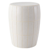 Owen 17.8 in. Modern Minimalist Grid Textured Barrel Ceramic Indoor/Outdoor Garden Stool and Accent Table - Matte Cream